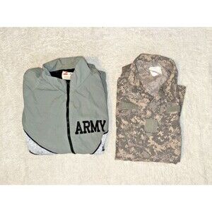 US Army Combat Uniform & Full Jacket Mens Large Long Skilcraft JWOD Camo